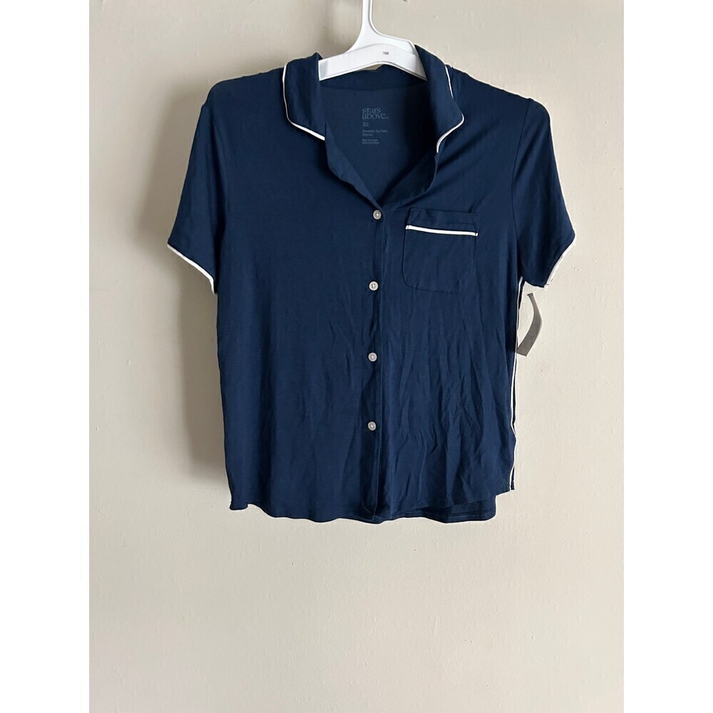 Women’s Pajama Top Blue Short Sleeve XS